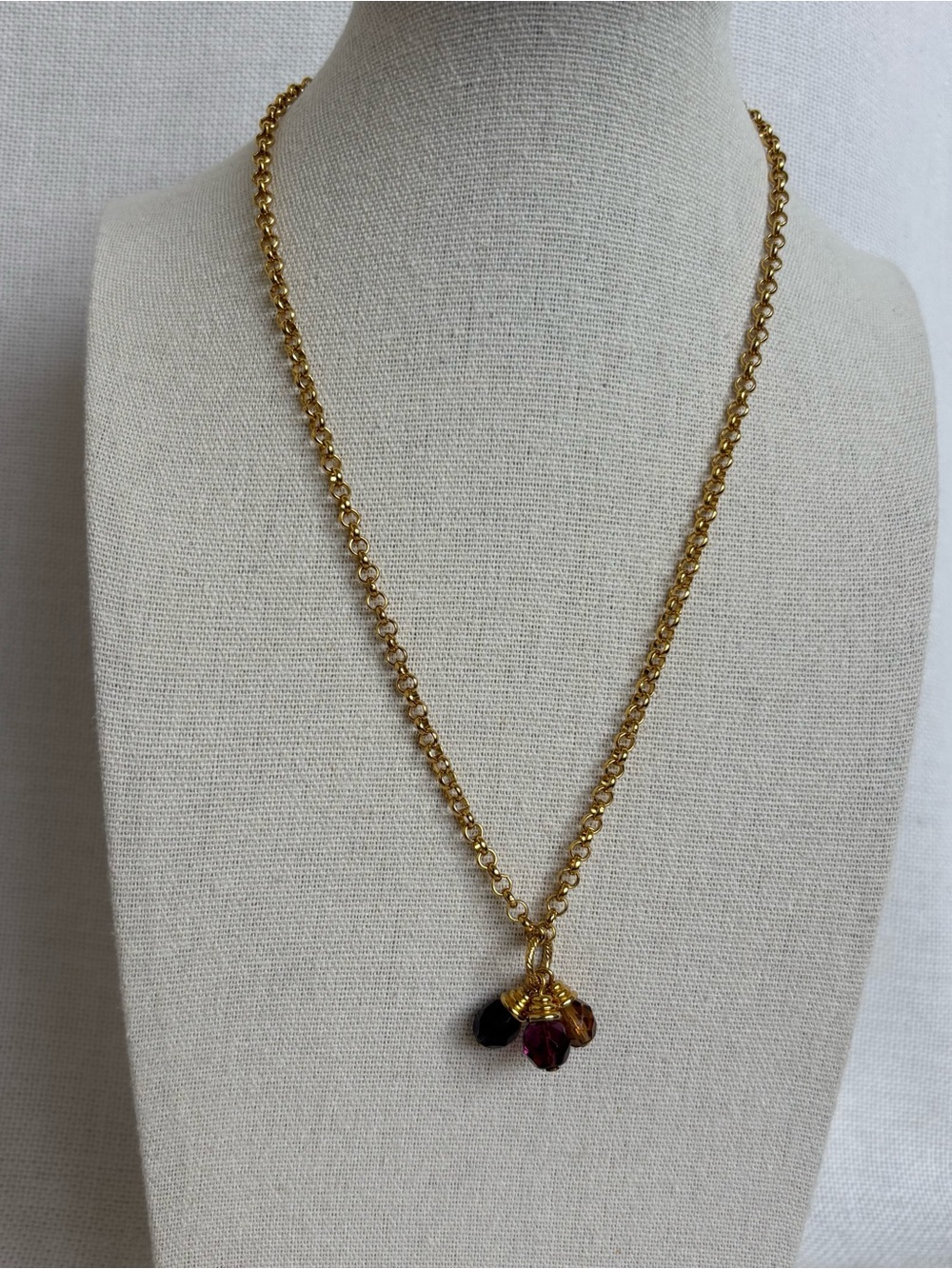 Vintage Liz Claiborne Gold Tone Necklace 12 Inch With Glass Beads